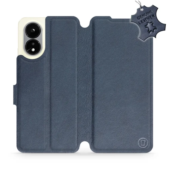 Etui ze skóry naturalnej do OPPO A38 - wzór Blue Leather
