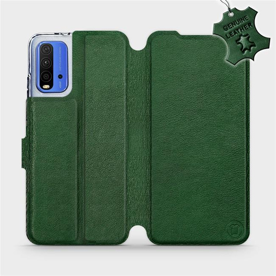 Etui ze skóry naturalnej do Xiaomi Redmi 9T - wzór Green Leather