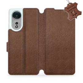 Etui ze skóry naturalnej do OPPO A58 - wzór Brown Leather