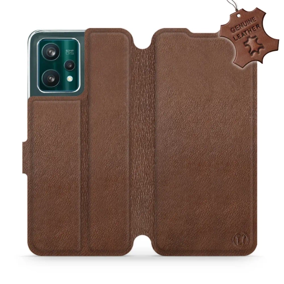 Etui ze skóry naturalnej do Realme 9 Pro Plus - wzór Brown Leather