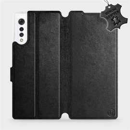 Etui ze skóry naturalnej do LG Velvet - wzór Black Leather