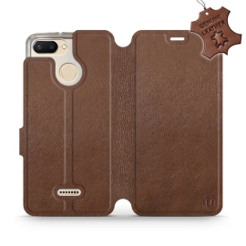 Etui ze skóry naturalnej do Xiaomi Redmi 6 - wzór Brown Leather