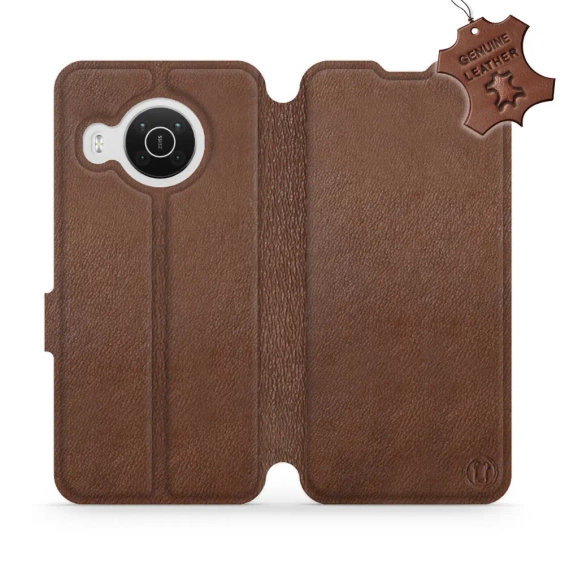 Etui ze skóry naturalnej do Nokia X20 - wzór Brown Leather