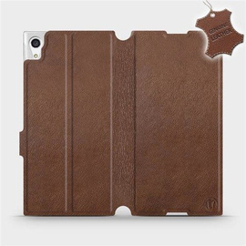 Etui ze skóry naturalnej do Sony Xperia XA1 Ultra - wzór Brown Leather