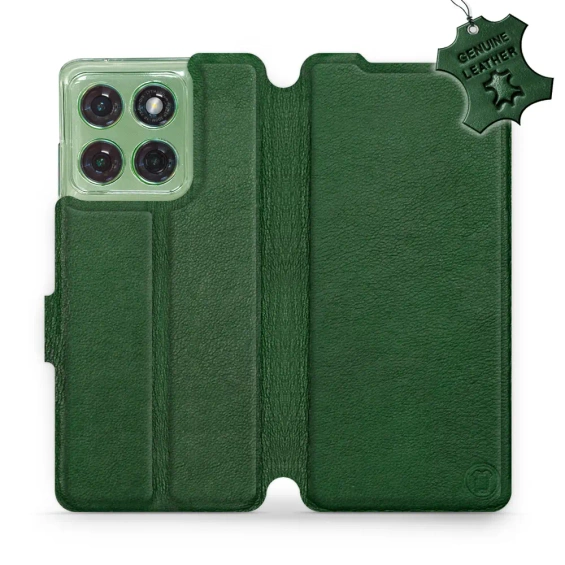 Etui ze skóry naturalnej do Motorola Edge 60 - wzór Green Leather