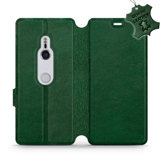 Etui ze skóry naturalnej do Sony Xperia XZ3 - wzór Green Leather