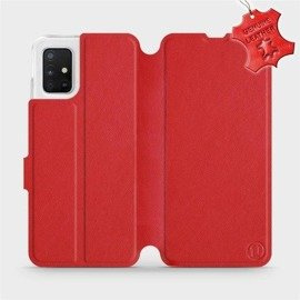 Etui ze skóry naturalnej do Samsung Galaxy A51 - wzór Red Leather