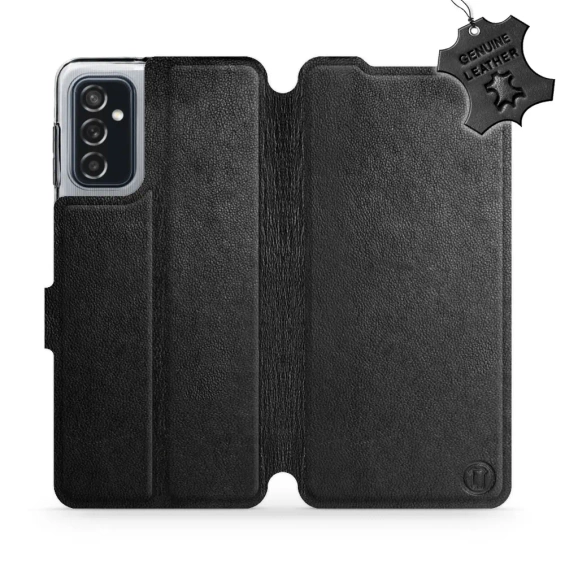 Etui ze skóry naturalnej do Samsung Galaxy M52 5G - wzór Black Leather