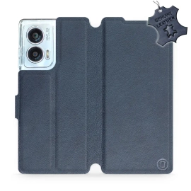 Etui ze skóry naturalnej do Motorola Edge 50 Fusion - wzór Blue Leather