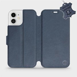 Etui ze skóry naturalnej do Apple iPhone 12 - wzór Blue Leather