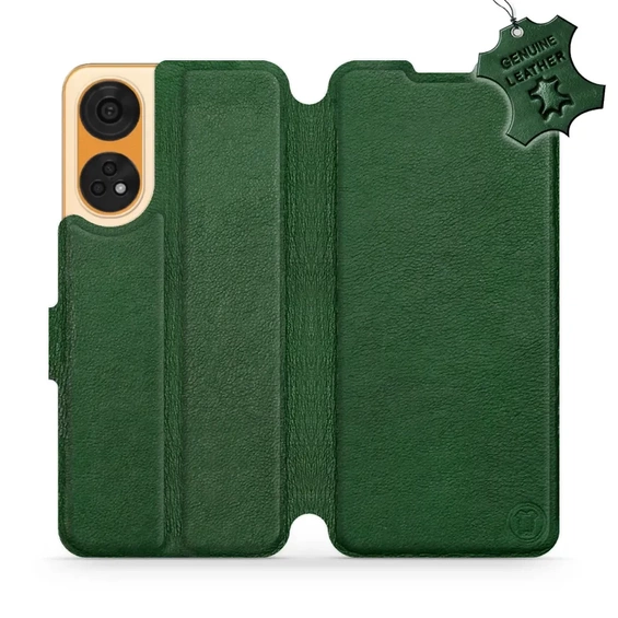 Etui ze skóry naturalnej do OPPO Reno 8T 5G - wzór Green Leather