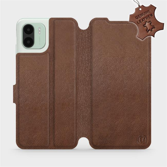 Etui ze skóry naturalnej do Xiaomi Redmi A1 - wzór Brown Leather