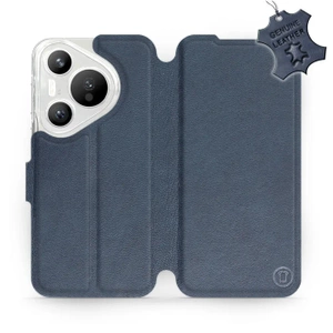 Etui ze skóry naturalnej do Huawei Pura 70 - wzór Blue Leather