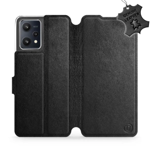 Etui ze skóry naturalnej do Realme 9 5G - wzór Black Leather