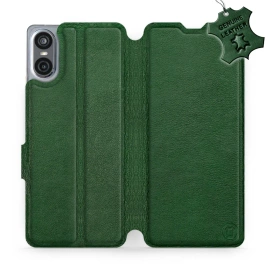 Etui ze skóry naturalnej do Sony Xperia 10 VI - wzór Green Leather