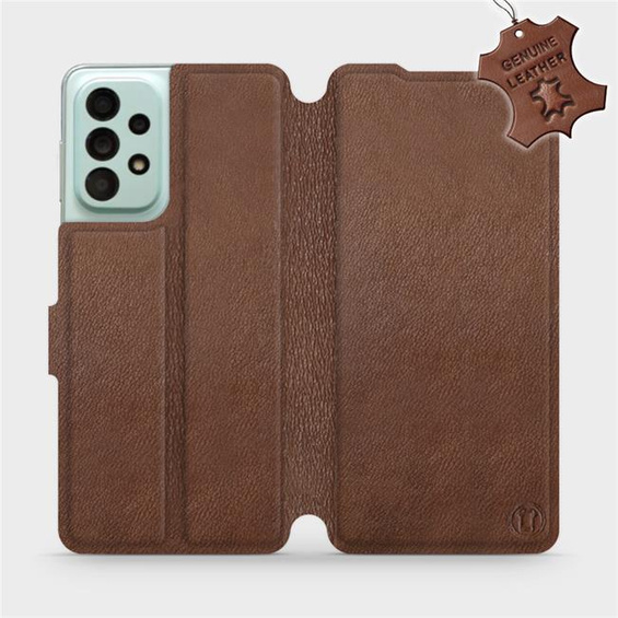 Etui ze skóry naturalnej do Samsung Galaxy A33 5G - wzór Brown Leather