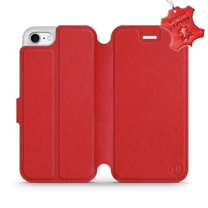 Etui ze skóry naturalnej do Apple iPhone SE 2020 - wzór Red Leather