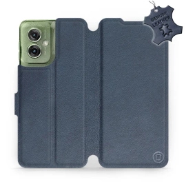 Etui ze skóry naturalnej do Motorola Moto G55 5G - wzór Blue Leather