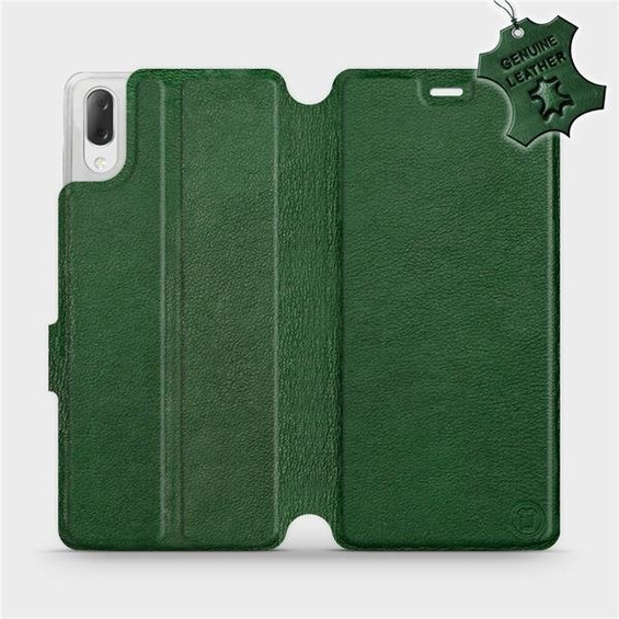Etui ze skóry naturalnej do Sony Xperia L3 - wzór Green Leather