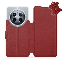 Etui ze skóry naturalnej do Realme 12 Pro 5G - wzór Dark Red Leather