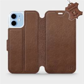 Etui ze skóry naturalnej do Apple iPhone 12 mini - wzór Brown Leather