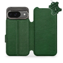 Etui ze skóry naturalnej do Google Pixel 9 - wzór Green Leather
