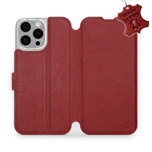 Etui ze skóry naturalnej do Apple iPhone 16 Pro Max - wzór Dark Red Leather