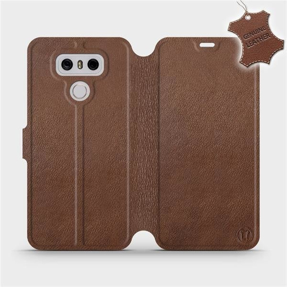 Etui ze skóry naturalnej do LG G6 - wzór Brown Leather