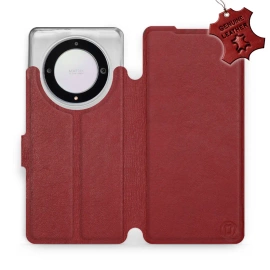 Etui ze skóry naturalnej do Huawei Honor Magic5 Lite 5G - wzór Dark Red Leather