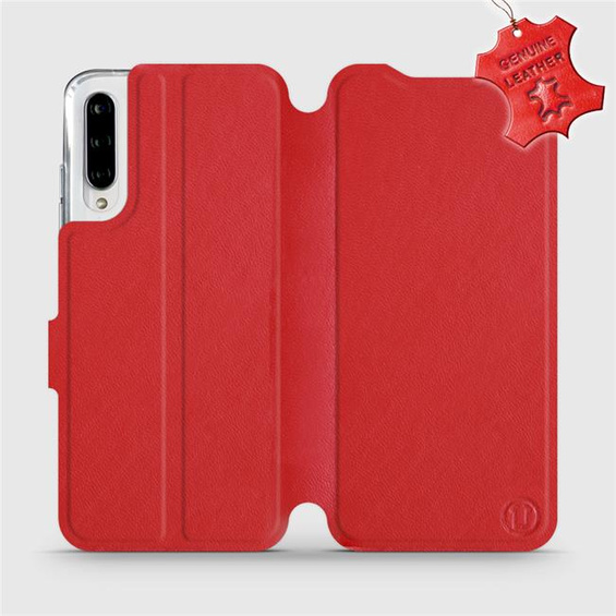 Etui ze skóry naturalnej do Xiaomi Mi A3 - wzór Red Leather