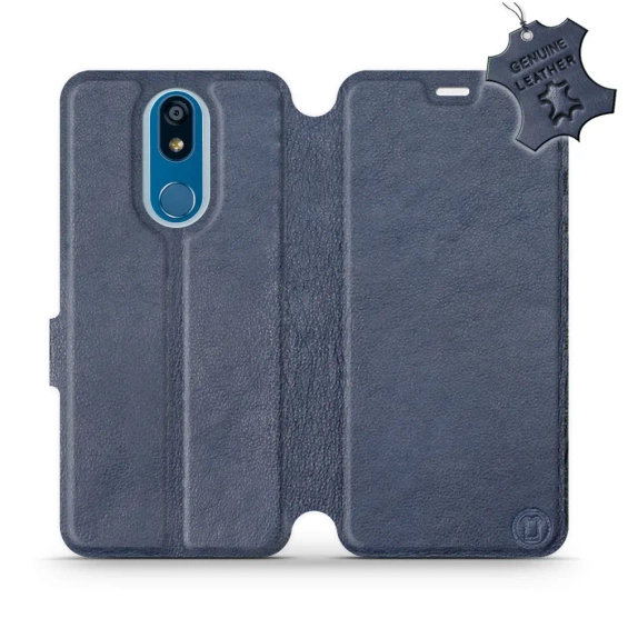 Etui ze skóry naturalnej do LG K40 - wzór Blue Leather