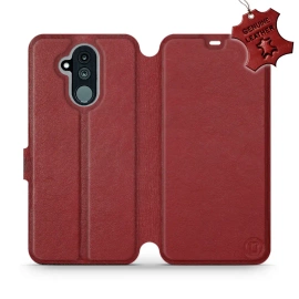 Etui ze skóry naturalnej do Huawei Mate 20 Lite - wzór Dark Red Leather