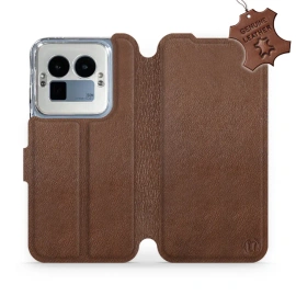 Etui ze skóry naturalnej do Realme GT 8 Pro - wzór Brown Leather