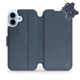 Etui ze skóry naturalnej do Apple iPhone 17 - wzór Blue Leather