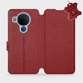 Etui ze skóry naturalnej do Nokia 5.4 - wzór Dark Red Leather