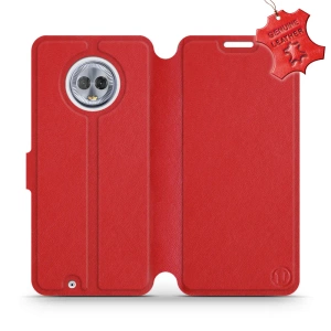 Etui ze skóry naturalnej do Motorola Moto G6 - wzór Red Leather