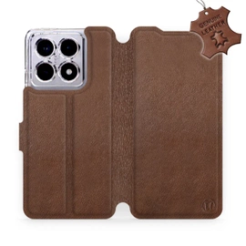 Etui ze skóry naturalnej do Xiaomi 14T Pro - wzór Brown Leather