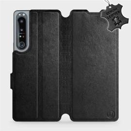 Etui ze skóry naturalnej do Sony Xperia 1 IV - wzór Black Leather