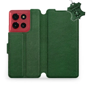Etui ze skóry naturalnej do Motorola Moto G86 Power 5G - wzór Green Leather