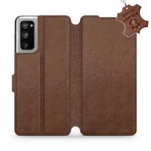 Etui ze skóry naturalnej do Samsung Galaxy S20 FE - wzór Brown Leather