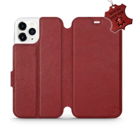 Etui ze skóry naturalnej do Apple iPhone 11 Pro - wzór Dark Red Leather