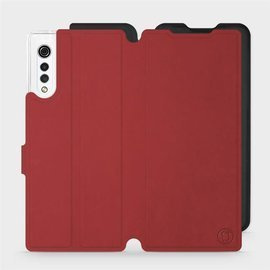 Etui Soft Touch do LG Velvet - wzór Zachodząca czerwień z platyną