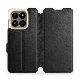 Etui ze skóry naturalnej do Huawei Honor 400 Smart - wzór Black Leather