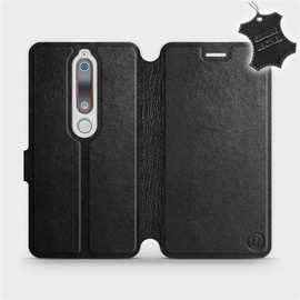 Etui ze skóry naturalnej do Nokia 6.1 - wzór Black Leather