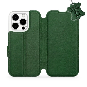 Etui ze skóry naturalnej do Apple iPhone 15 Pro - wzór Green Leather