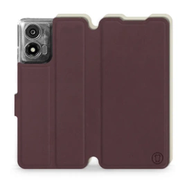 Etui Soft Touch do Motorola Moto E14 - wzór Matowy burgund z platyną