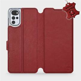 Etui ze skóry naturalnej do Motorola Moto G22 - wzór Dark Red Leather