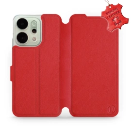 Etui ze skóry naturalnej do OPPO Reno 14 Pro 5G - wzór Red Leather