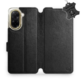 Etui ze skóry naturalnej do Xiaomi Redmi A5 - wzór Black Leather