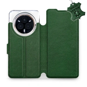 Etui ze skóry naturalnej do Realme 14 Pro Plus 5G - wzór Green Leather